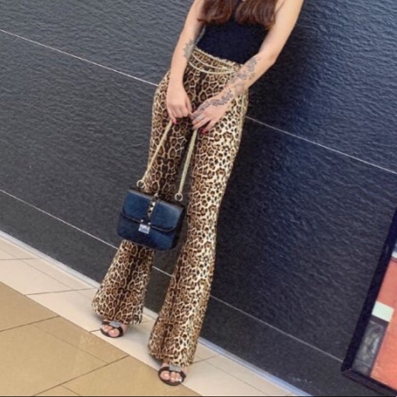 1 Left!  Leopard Printed Bell Bottom Pants - Picture 8 of 8
